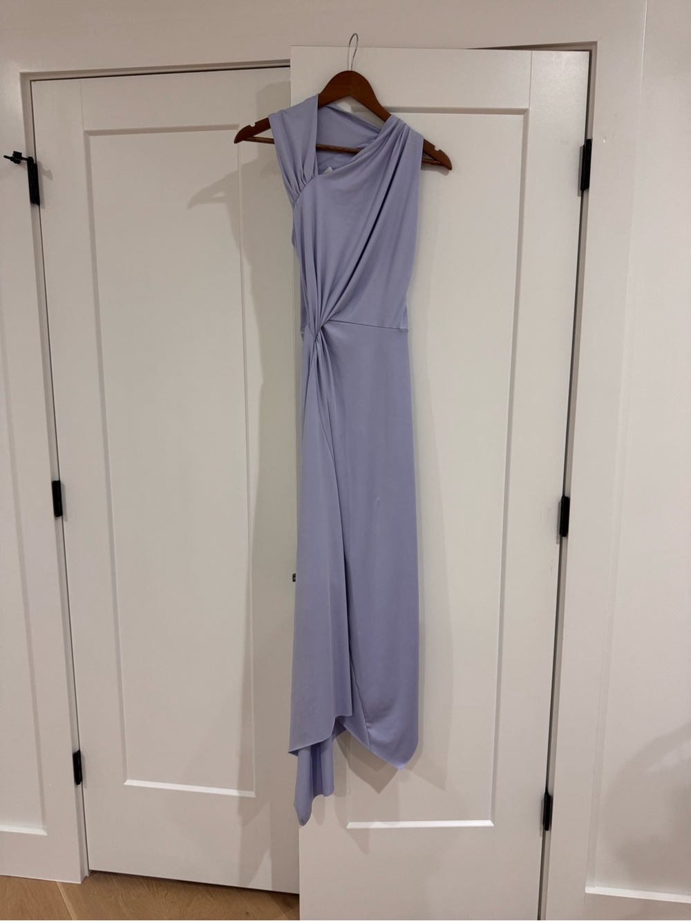 Victoria Beckham Lavender One-Shoulder Knot-Detail Midi Dress